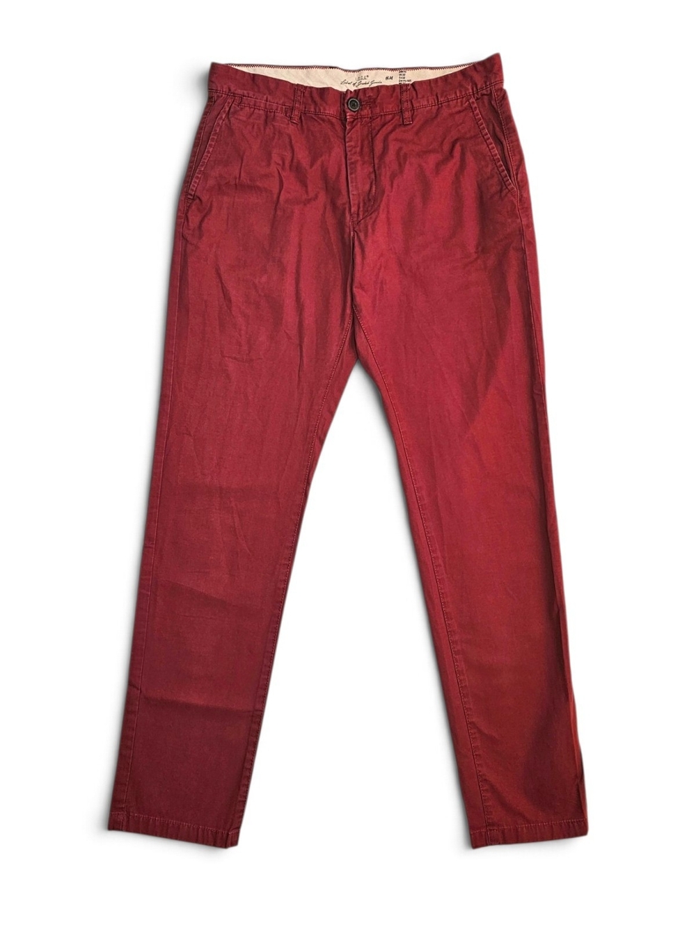 Men's H&M L.O.G.G. Label Of Graded Goods Brick Red Chino Pants Slim Fit Size 32